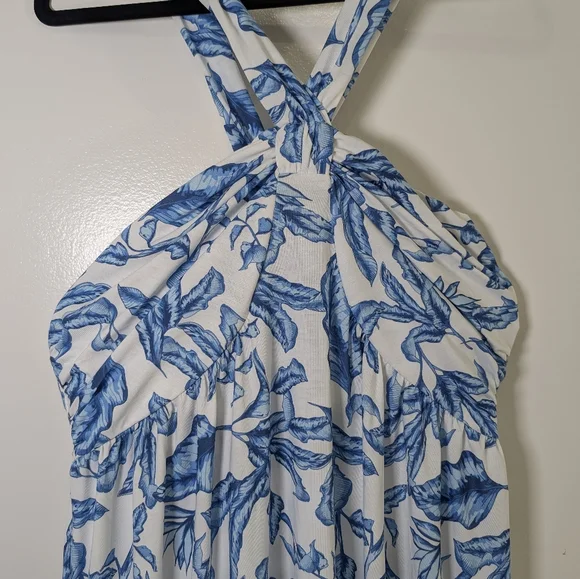 Grace Karin Blue Floral Halter Maxi Dress NWT Coastal Summer Size M Resortwear - Picture 3 of 9